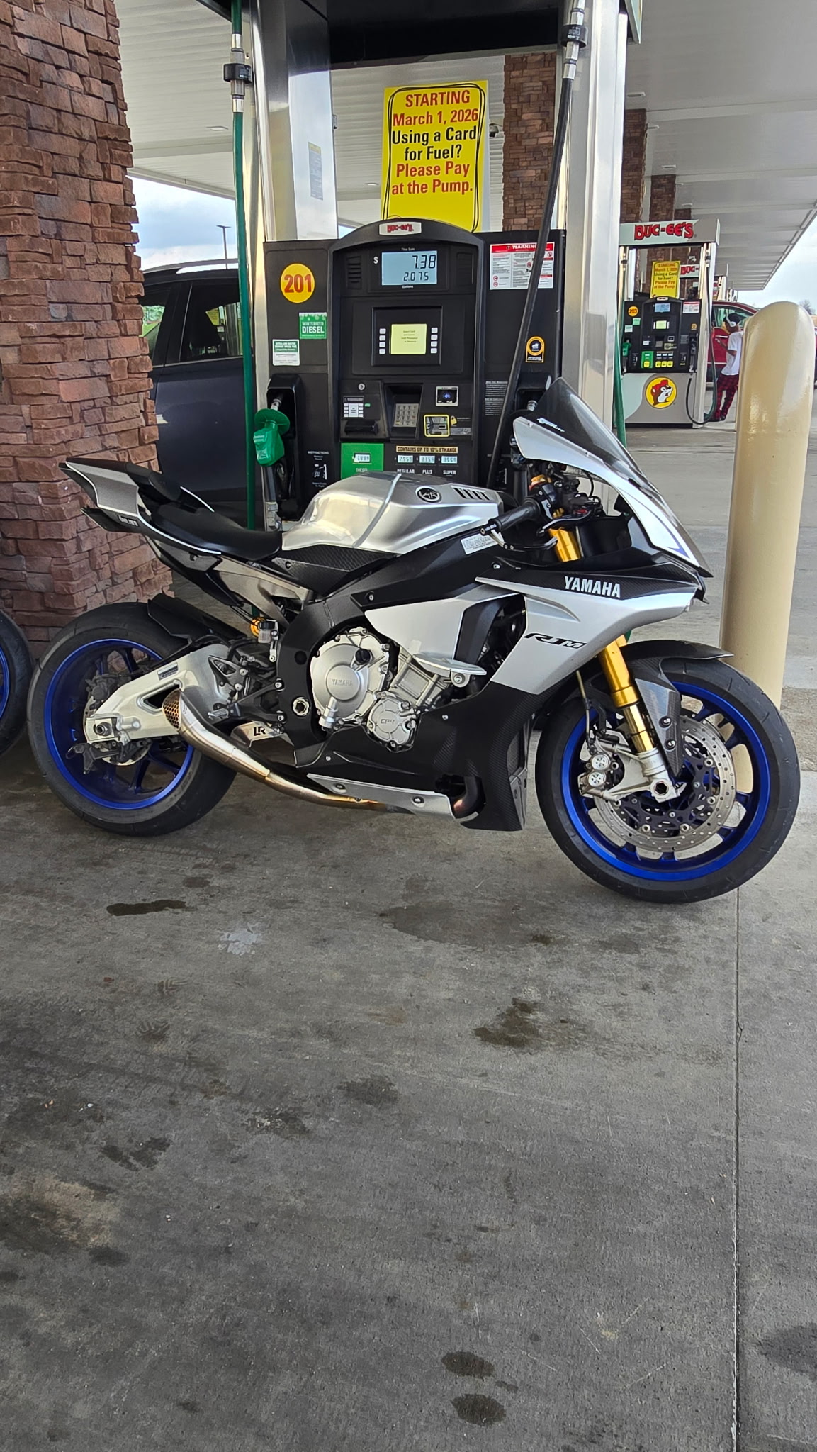 Full length titanium exhaust installed on Yamaha R1