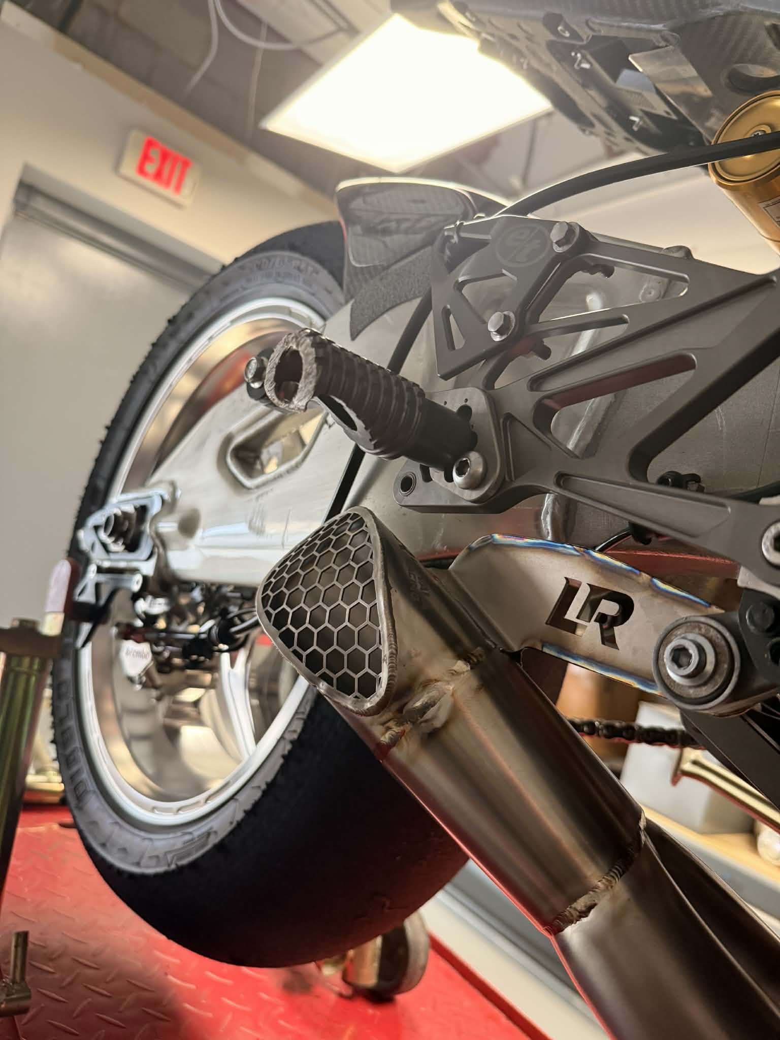 Latvala Racing 3/4 titanium exhaust on black Yamaha R1